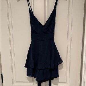 Navy Tiered Ruffle Mini Romper